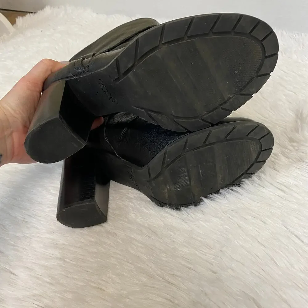 Franco Sarto Occela Black Leather Ankle Boots Size 8
